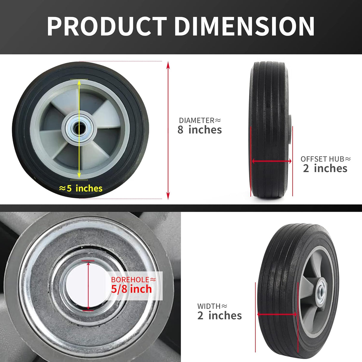 Neumáticos de Reemplazo 8'' para Carretillas y Dollies