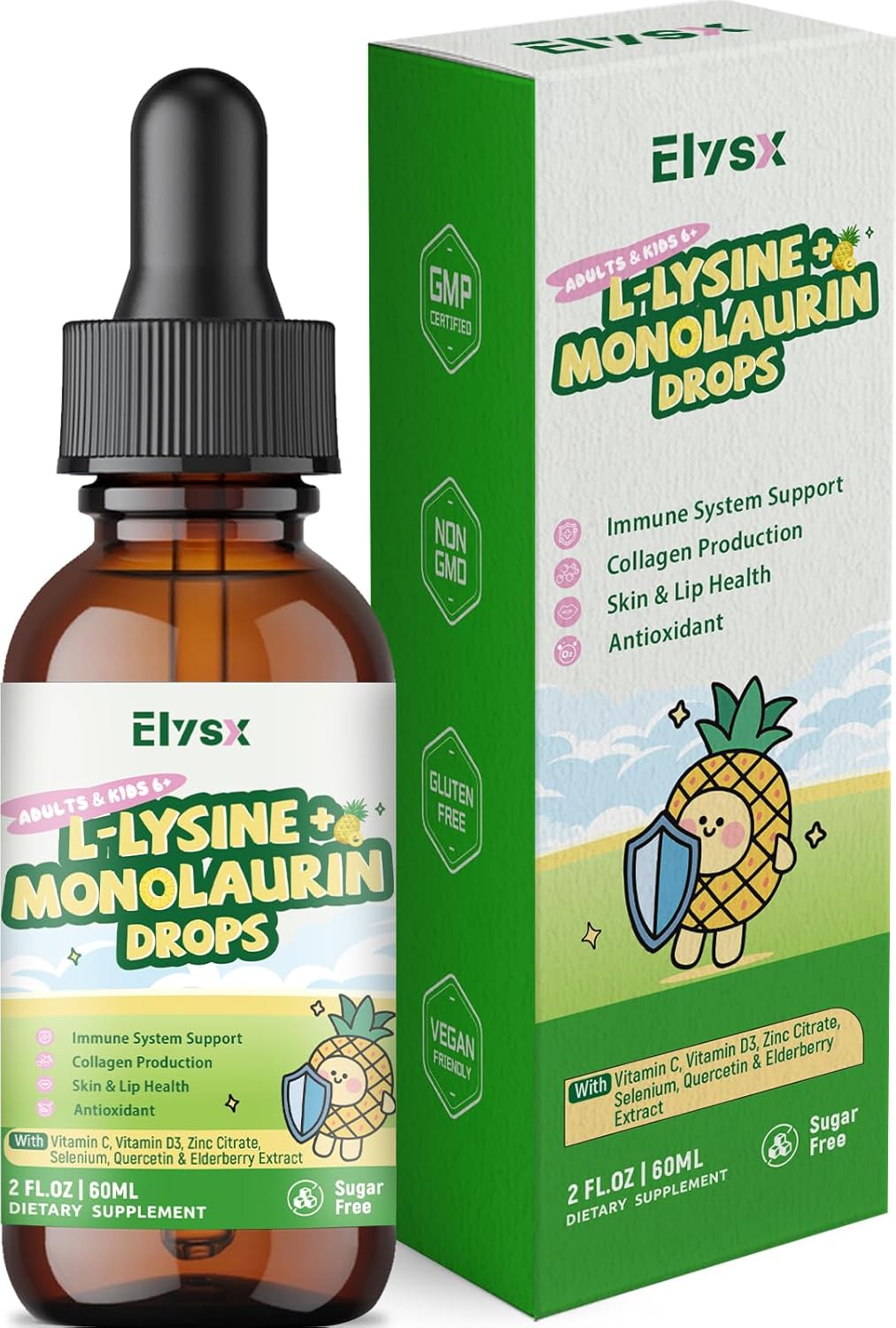 L-Lysina Monolaurina Líquido Suplemento 1000mg, Inmuno 2FL OZ