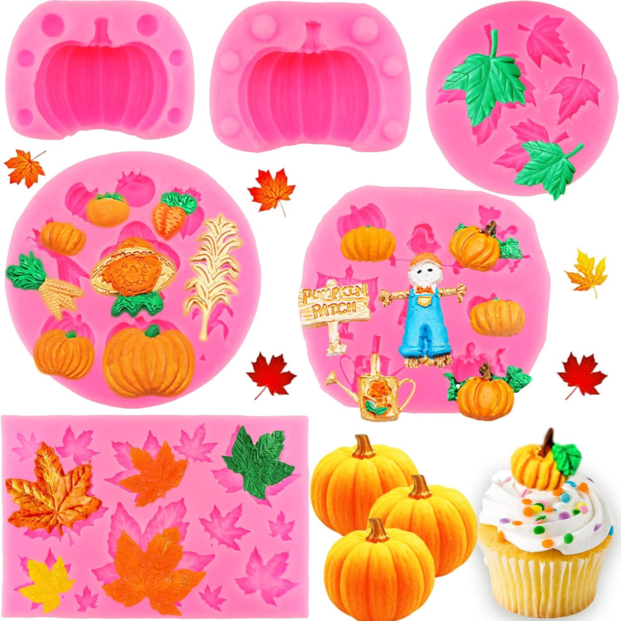 Molde de Silicona 3D Calabaza, 6 Pcs, Otoño, Halloween
