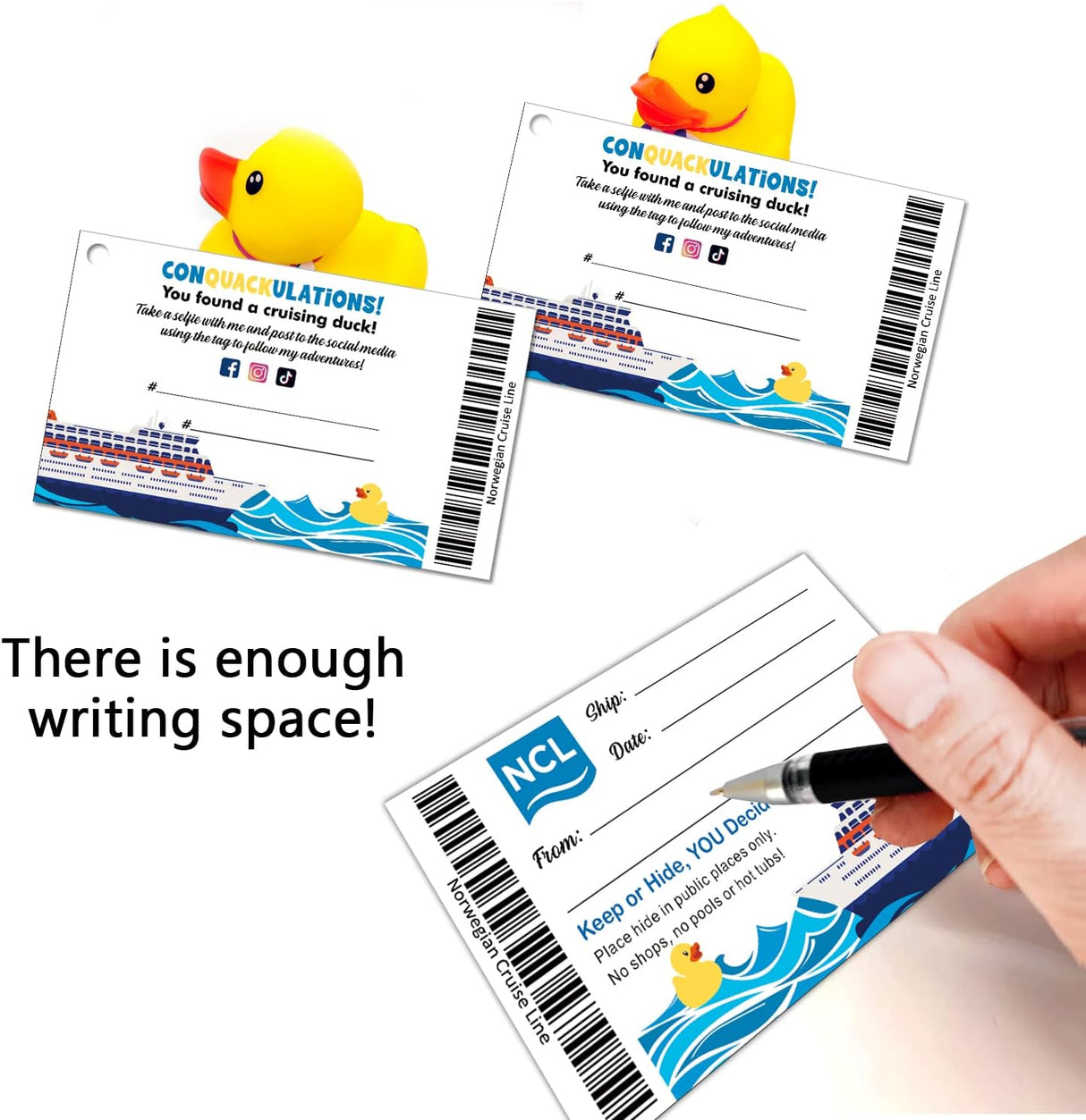 Etiquetas de pato de crucero, etiquetas de pato de goma