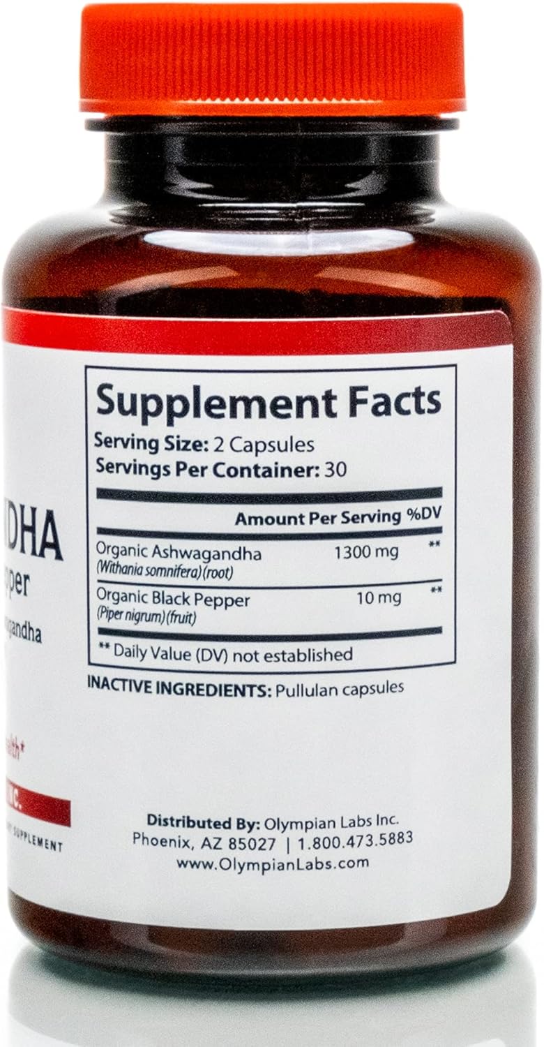 Ashwagandha Orgánica Olympian Labs - 60 Cápsulas Veganas