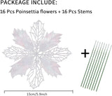 Flores Poinsettia Artificial 16 Pcs - Wironlst, Decoración Navideña