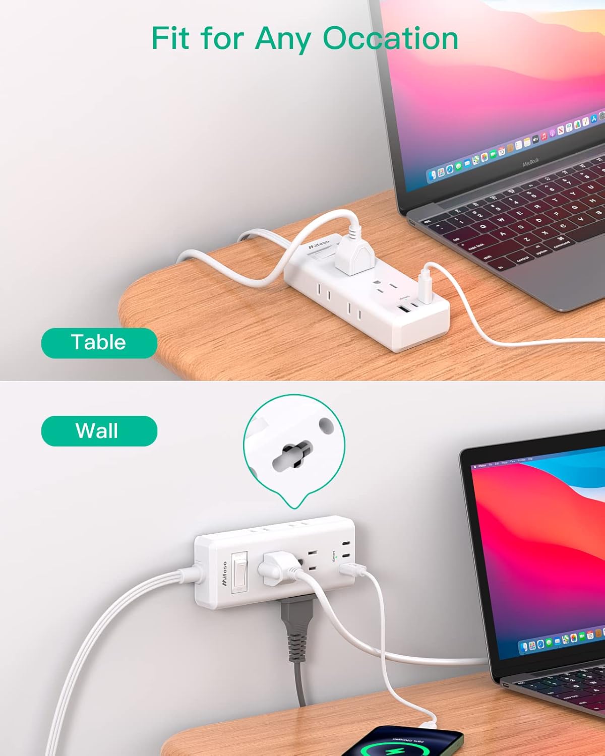 Cable de extensión de enchufe plano, tira de alimentación