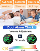 Reloj despertador digital moderno, pantalla LED, volumen ajustable