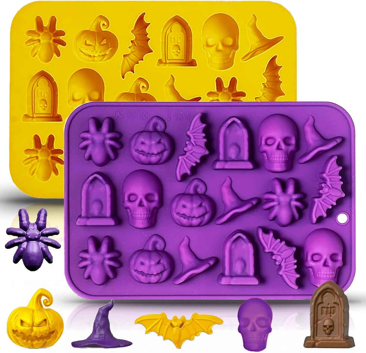 Molde de Silicona para Halloween, 18 Cavidades, 2 Piezas