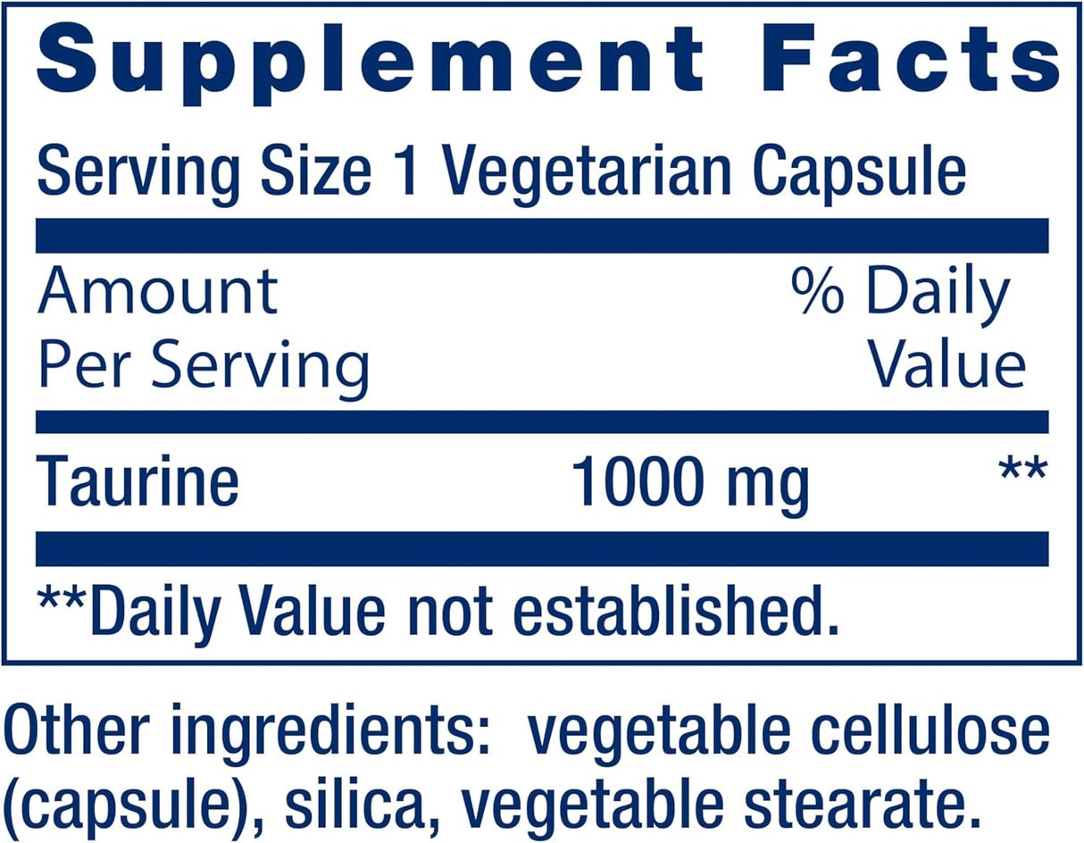 Taurina Vida Extensión, suplemento amino, 1000 mg, 90 cápsulas