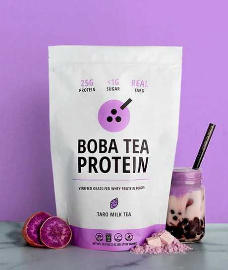 Boba Tea Proteína Taro Leche | 25g Proteína Aislada Vacuno | Sin Gluten y Soja | 25 Porciones