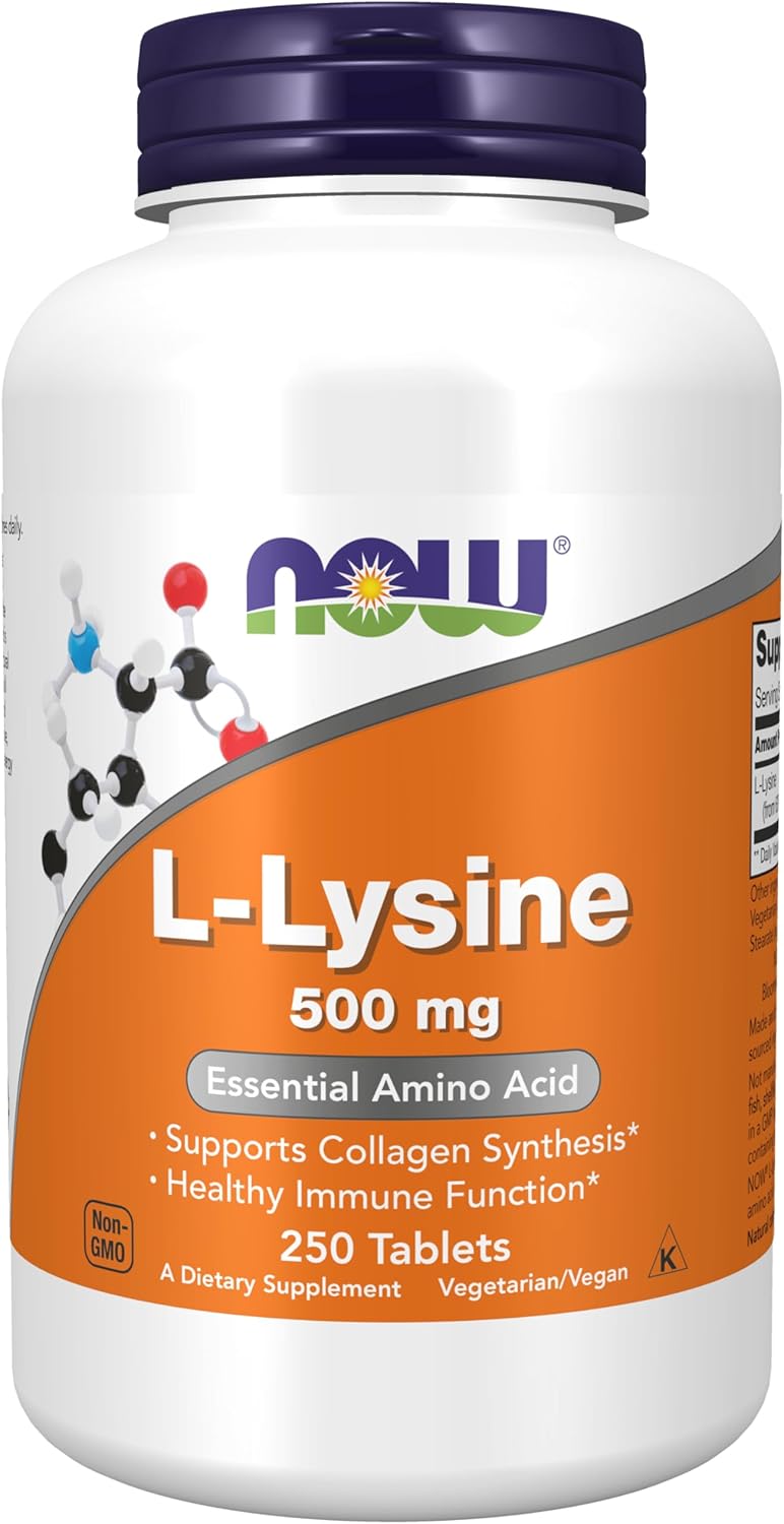 L-Lisina 500 mg, 250 Cápsulas - NOW Suplemento Nutricional