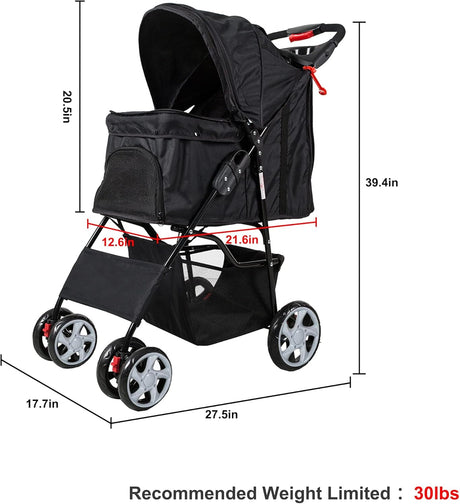 Carrito de Mascotas Plegable Elite, Rueda Frontal 360, Viaje