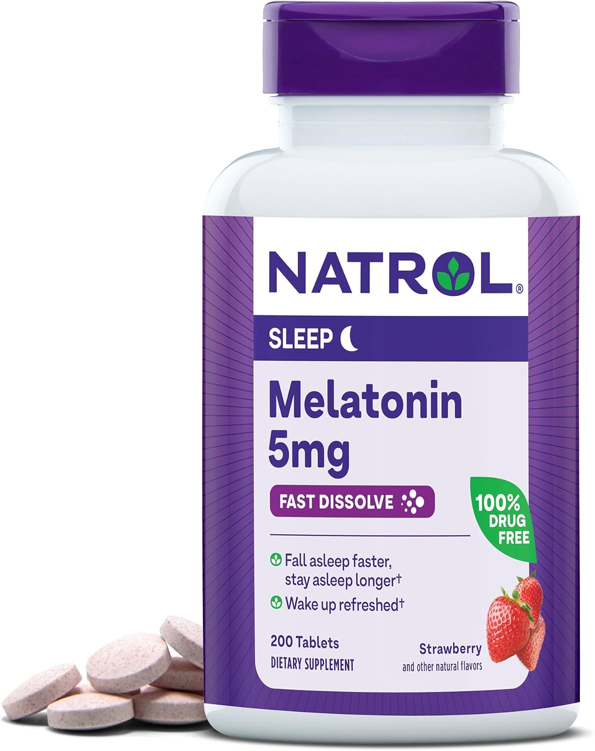 Tabletas de Melatonina 5 mg Natrol, Sabor Fresa, 200 tabletas