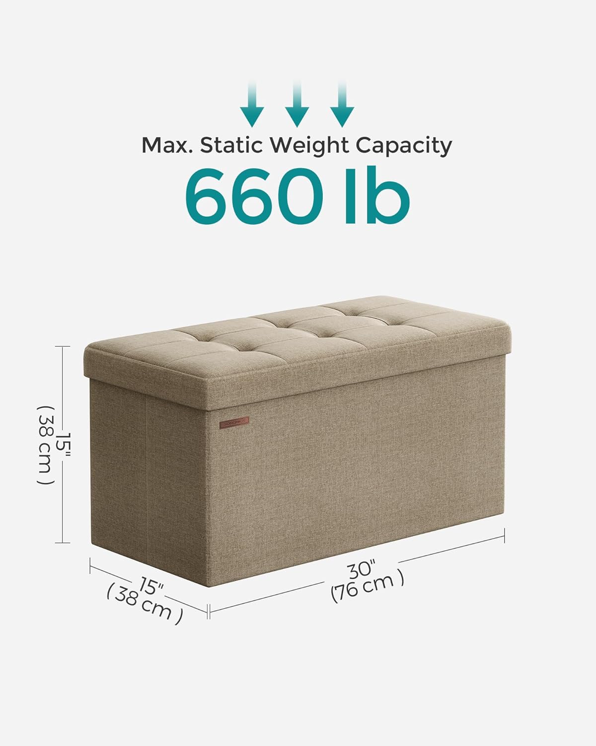 Otómano Plegable de Almacenamiento - Carga 660 lb - ULSF047R01