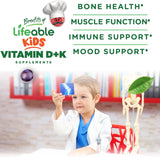 Gomitas de Vitamina D3 K2 Lifeable Kids | 1000iu 60 Gummies