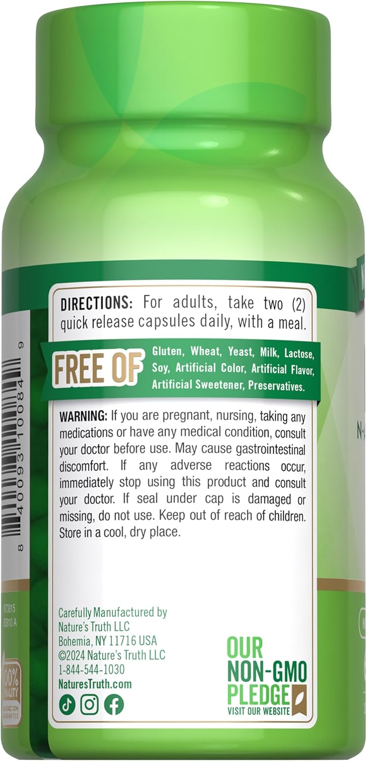 NAC Nature's Truth 1200mg Cápsulas 60 N-Acetil Cisteína