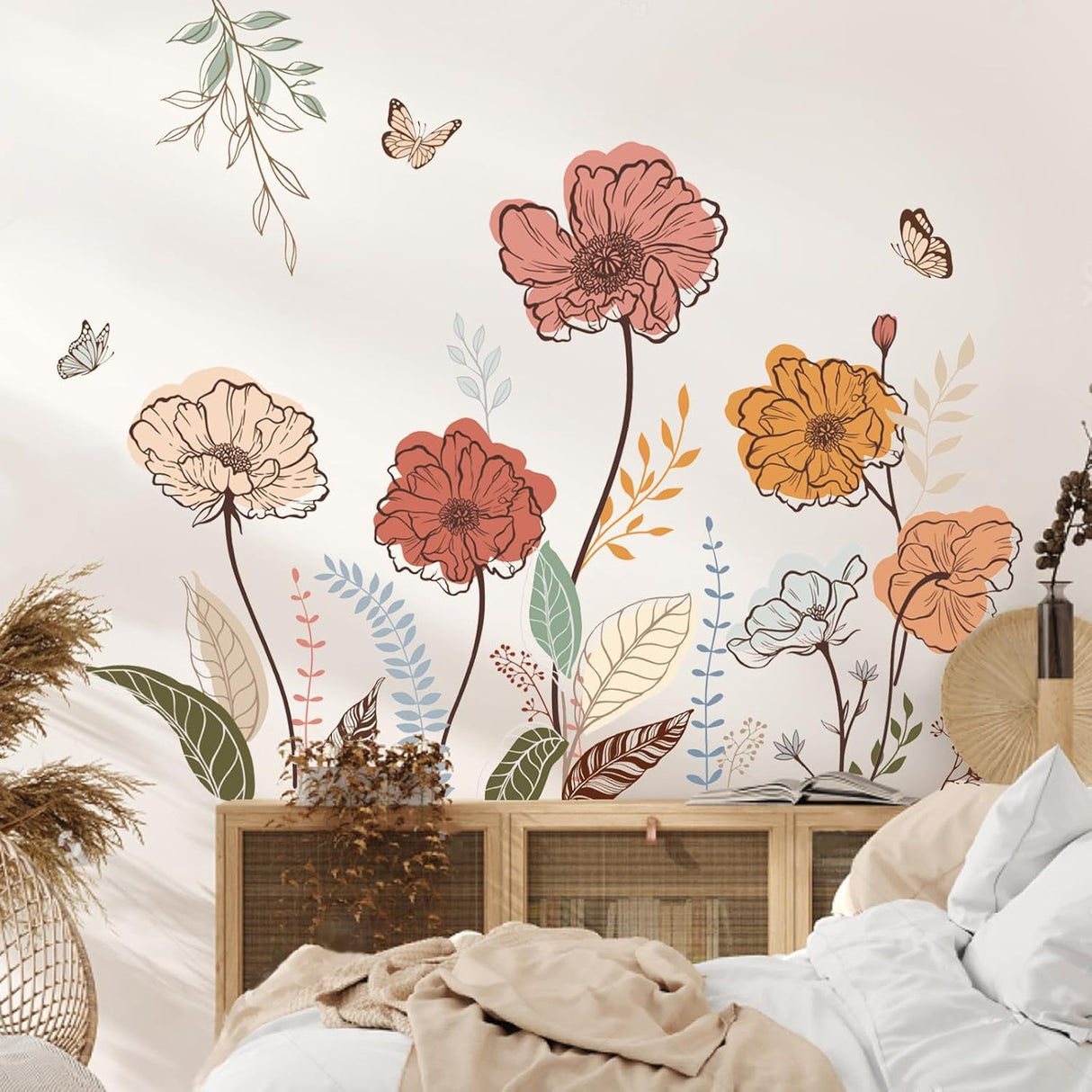 Pegatinas de Flores Wondever para Paredes, Decoración Boho