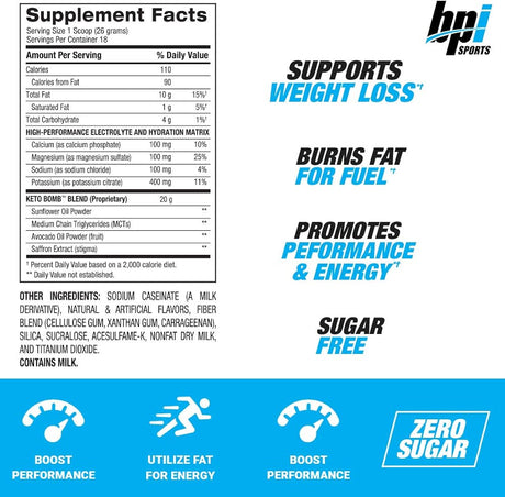Suplemento Dietario BPI Sports Keto Bomb Batido ketogénico
