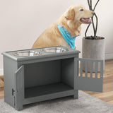 Cuencos elevados grandes para perros con armario PawHut