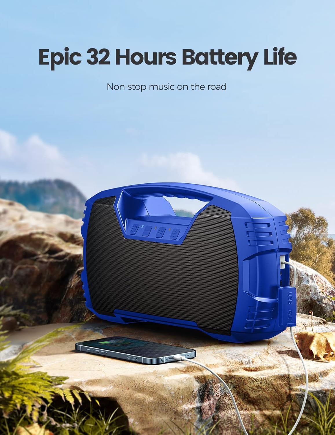 Altavoz Bluetooth IPX7 impermeable de 40W, estéreo potente