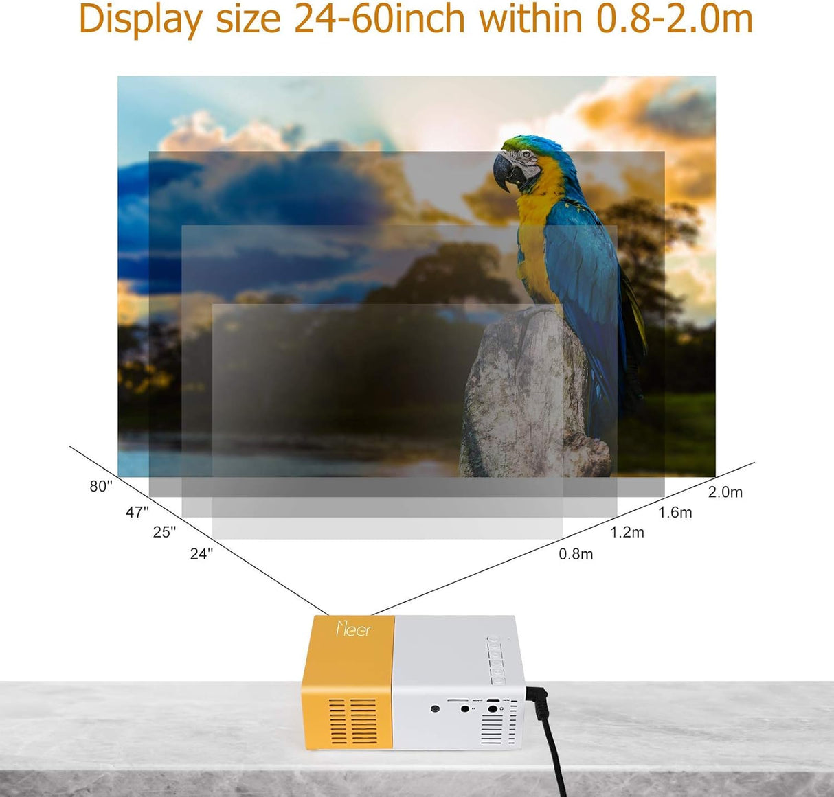 Proyector Mini Meer, portátil, compatible con HDMI y USB