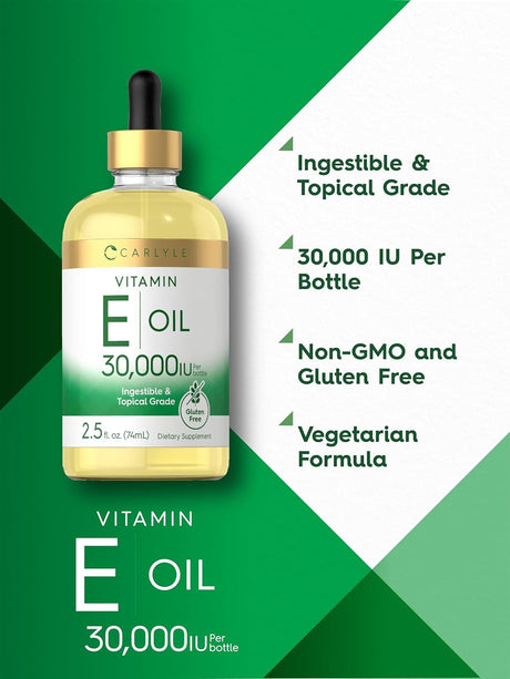 Aceite de Vitamina E 30,000 IU  Ingerible y Tópico Hidratante