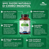 Zazzee D-Chiro-Inositol 50mg, 90 cápsulas, 40:1 ratio