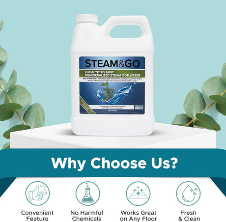 Agua Desmineralizada Steam & Go, Limpiador de Vapor Multisuperficie