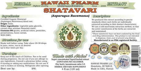 Hawaii Pharm Extracto líquido sin alcohol Shatavari 2 onzas