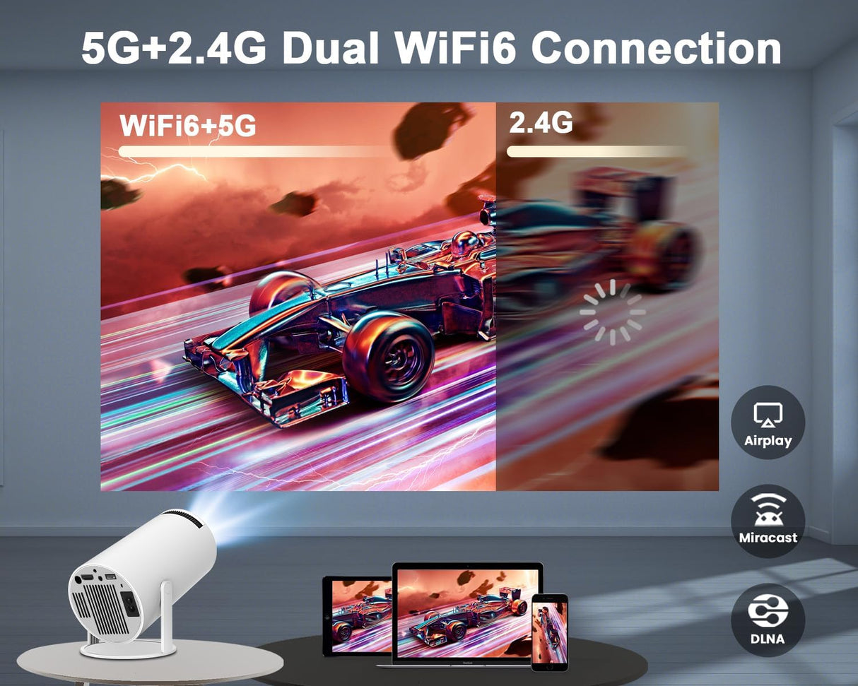 Proyector Mini 4K 1080P WiFi6 Bluetooth Android 11, Portátil