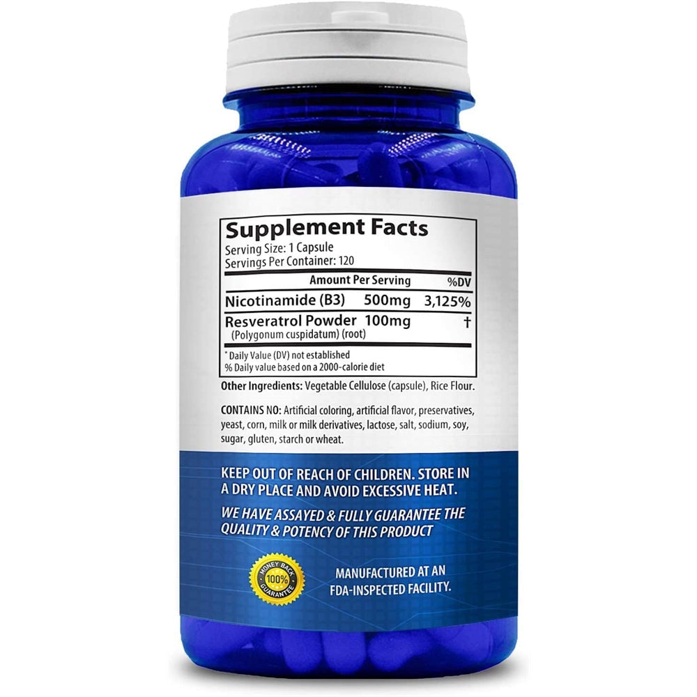Suplemento Nicotinamida con Resveratrol  120 cápsulas