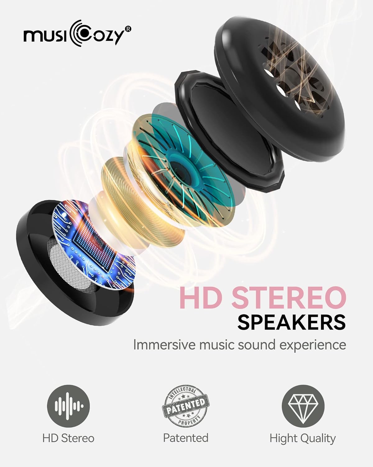 Máscara de Sueño MUSICOZY con Auriculares Bluetooth HD 3D