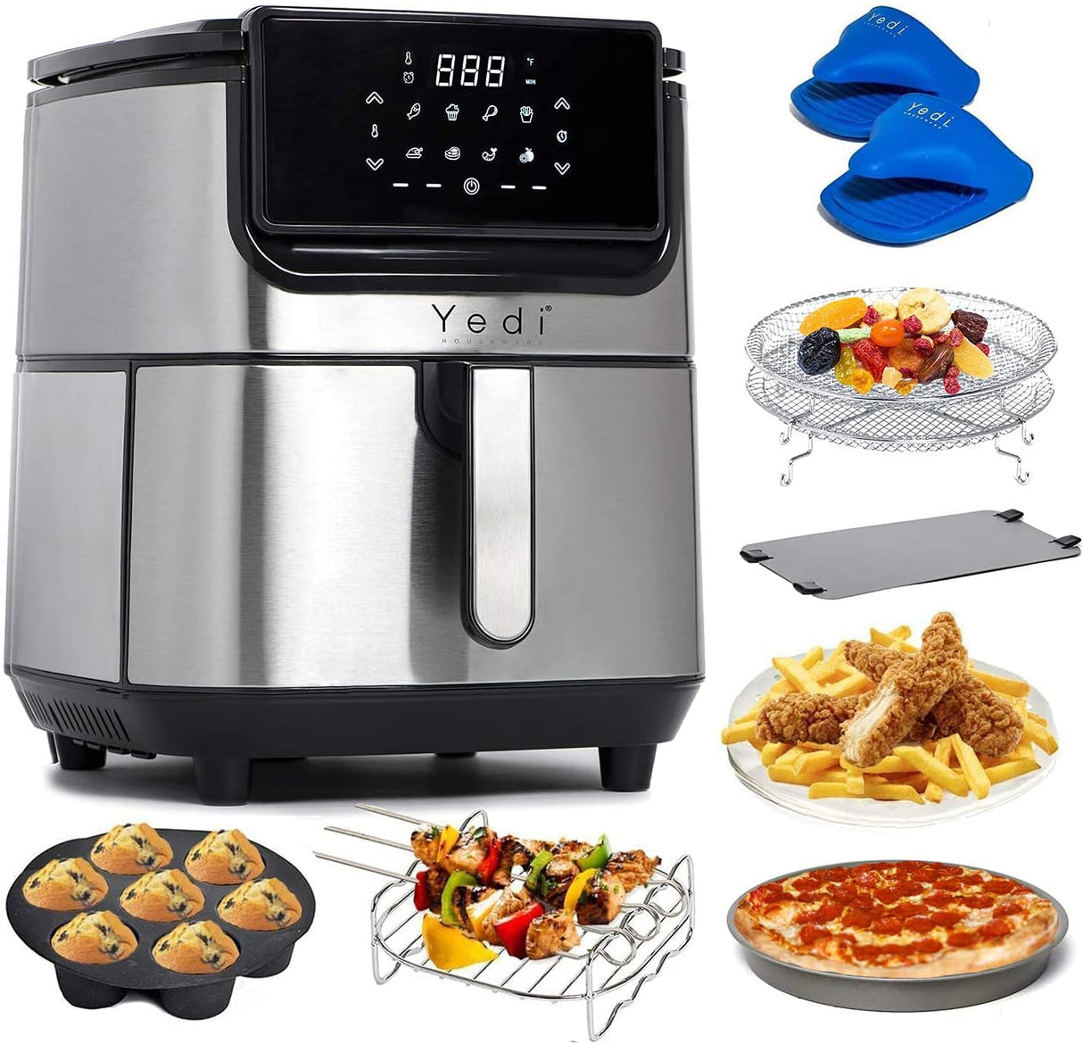 Freidora de Aire Yedi, 6.8 Qt, cesta de cerámica, kit deluxe