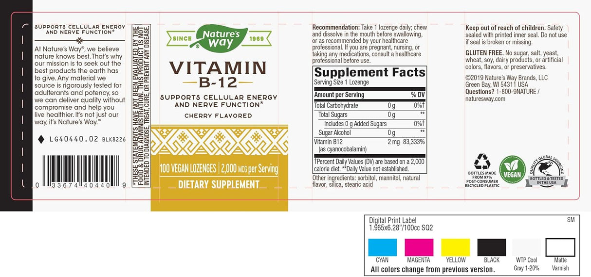 Natures forma de vitamina B-12 – 2000 mcg – 100 lozenges
