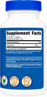 Nutricost Pregnenolona 50mg, 120 Cápsulas, No GMO, Veganas