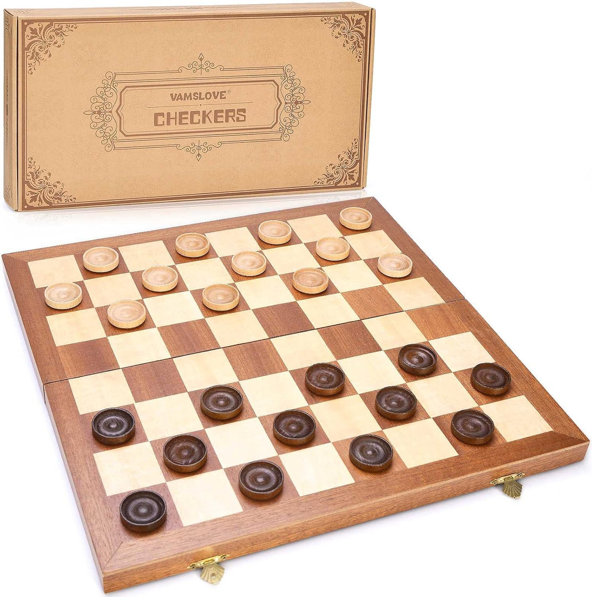 Juego de Damas VAMSLOVE 14 Plegable con Almacenaje, 8x8