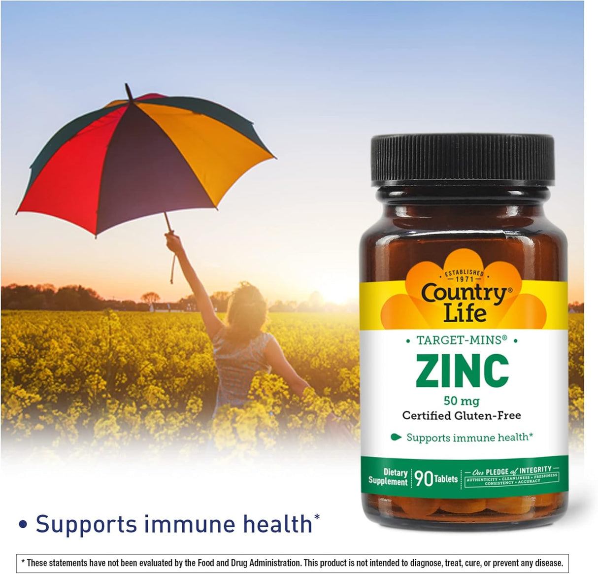 Suplementos  Tabletas de zinc de 50 Mg, 90 unidades
