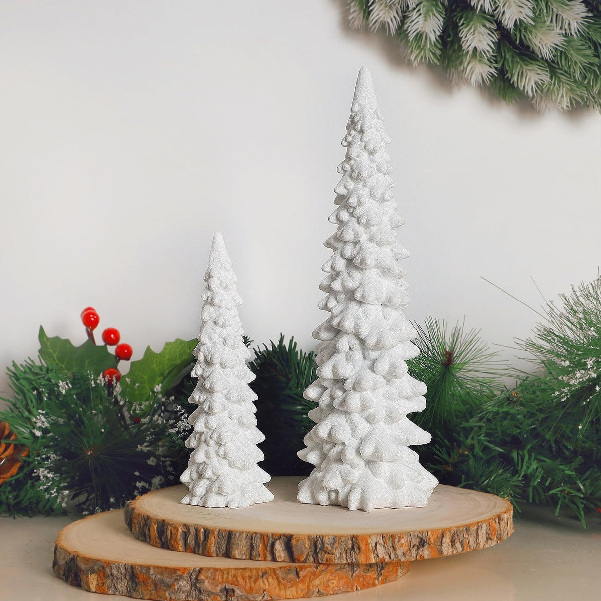 Juegoal Decoraciones de Mesa Árboles de Navidad Set de 2