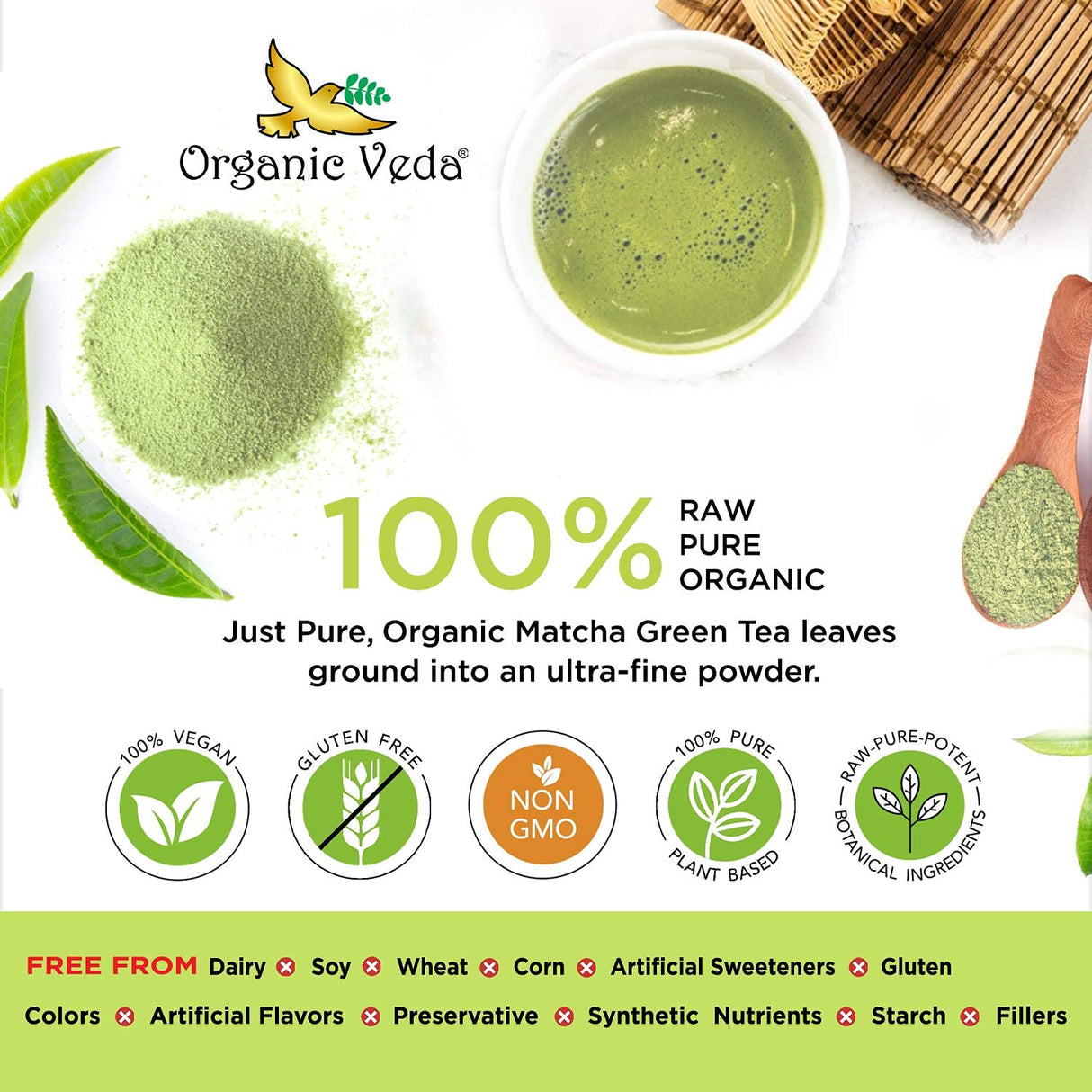 Polvo de Té Verde Matcha Culinario Orgánico y Antioxidante