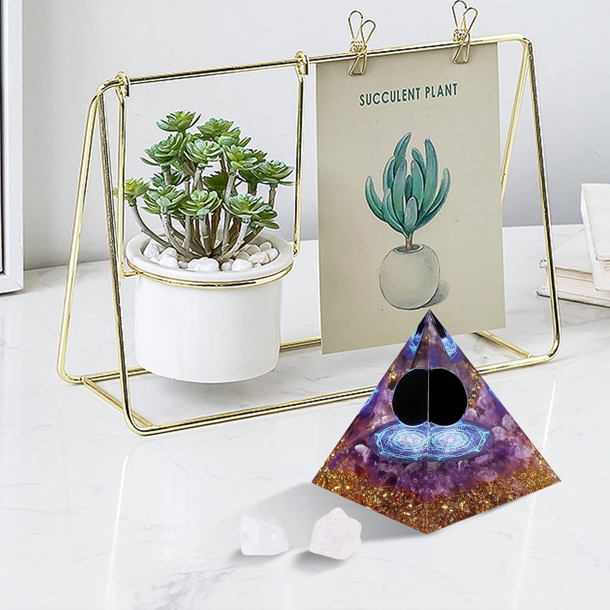 Hopeseed Pirámide de orgón para energía positiva, amatista