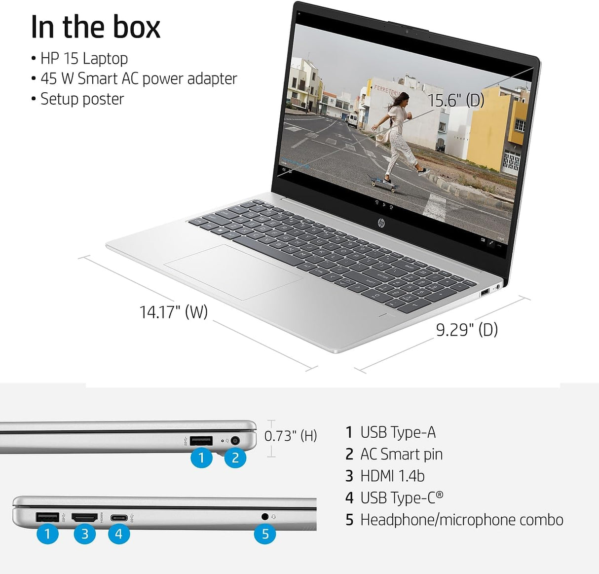 Laptop HP 15.6 FHD, Intel i5, 8GB RAM, 256GB SSD, Win 11