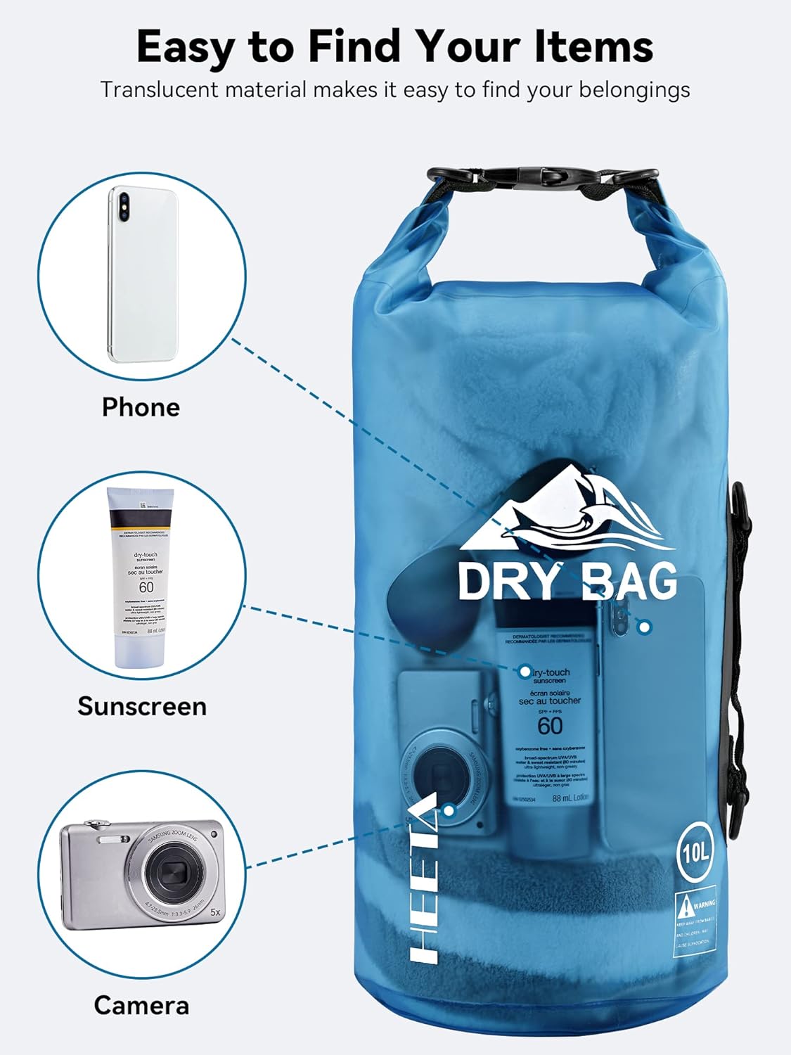 bolso ligero con funda para teléfono sumergible