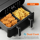 Freidora de aire 11-QT, 8 en 1, con divisor, XL, modelo QT11
