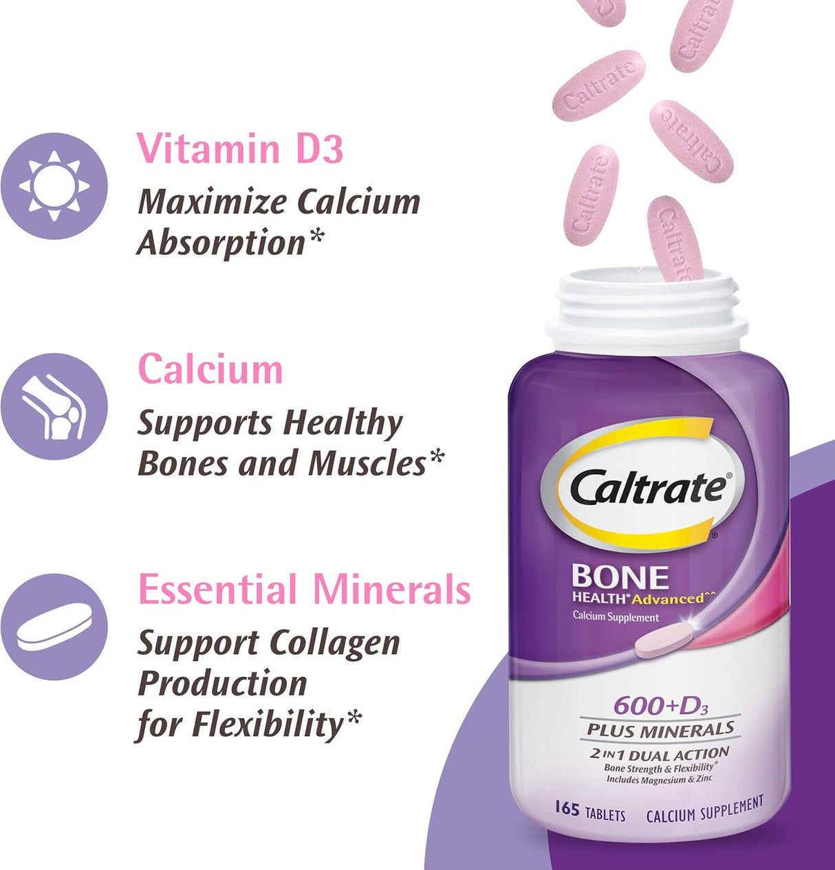Suplemento de calcio Caltrate 600 + minerales adicionales