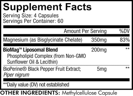 Suplemento de glicinato de magnesio liposomal 240 unidades