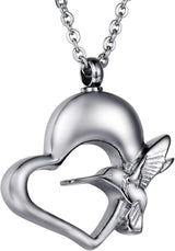 Collar de Colibri, urna de de acero inoxidable para cenizas