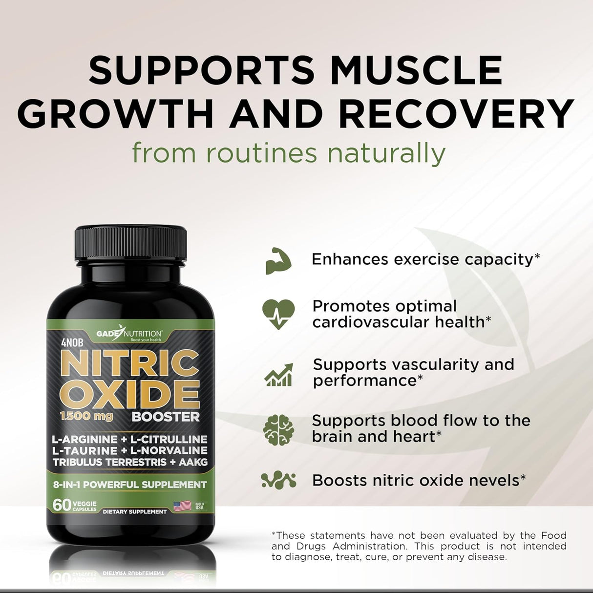 Gade Nutrition Suplemento Nitric Oxido - L Arginina, Energía, Rendimiento