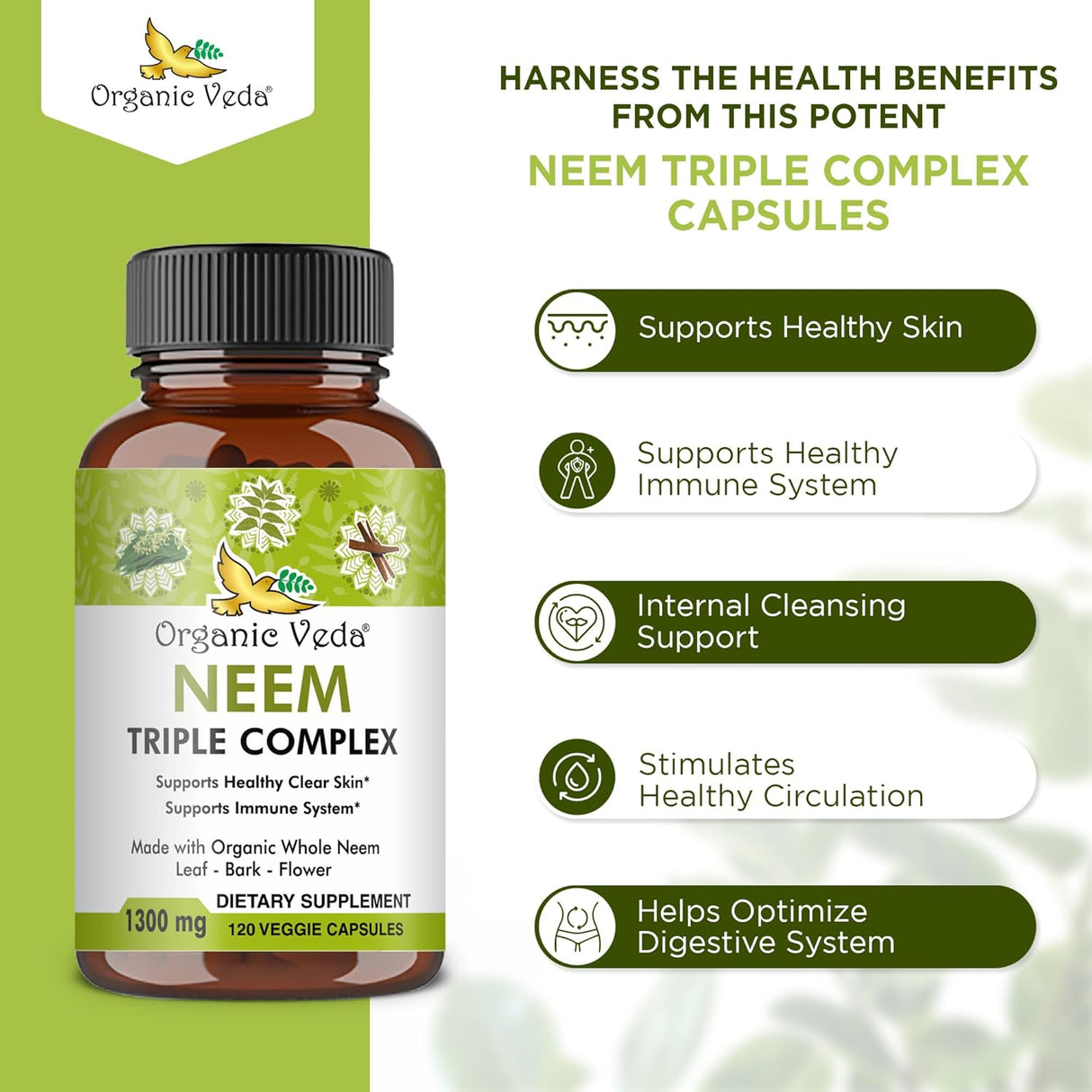Suplemento Organic Veda  herbales para piel clara 120 unidad