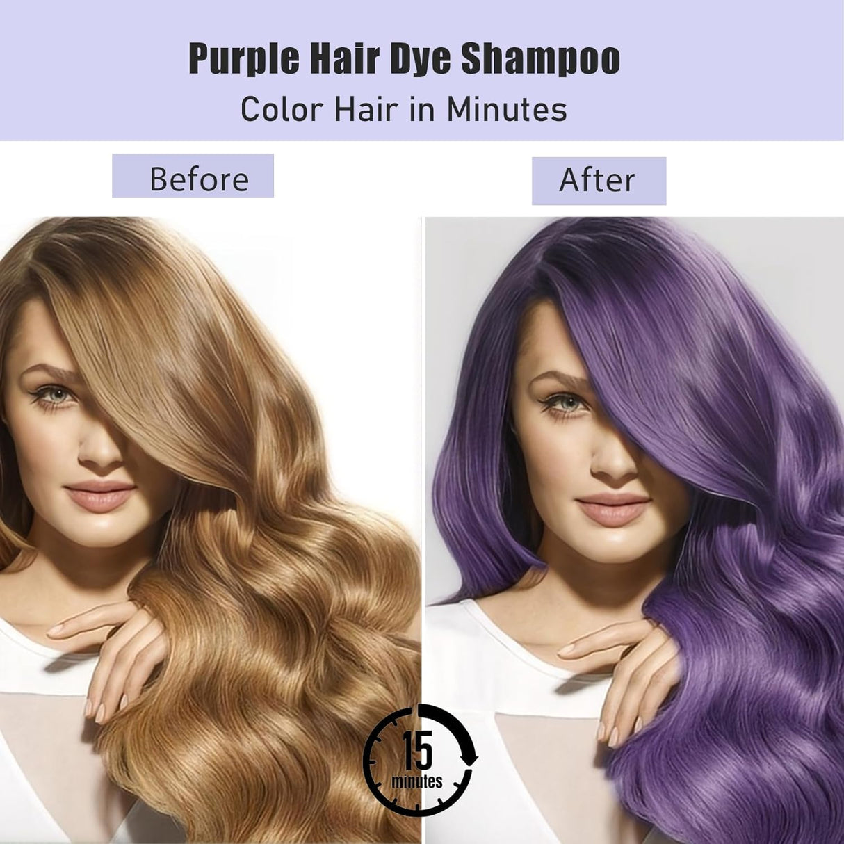 Champú de tinte para el cabello morado 3 en 1