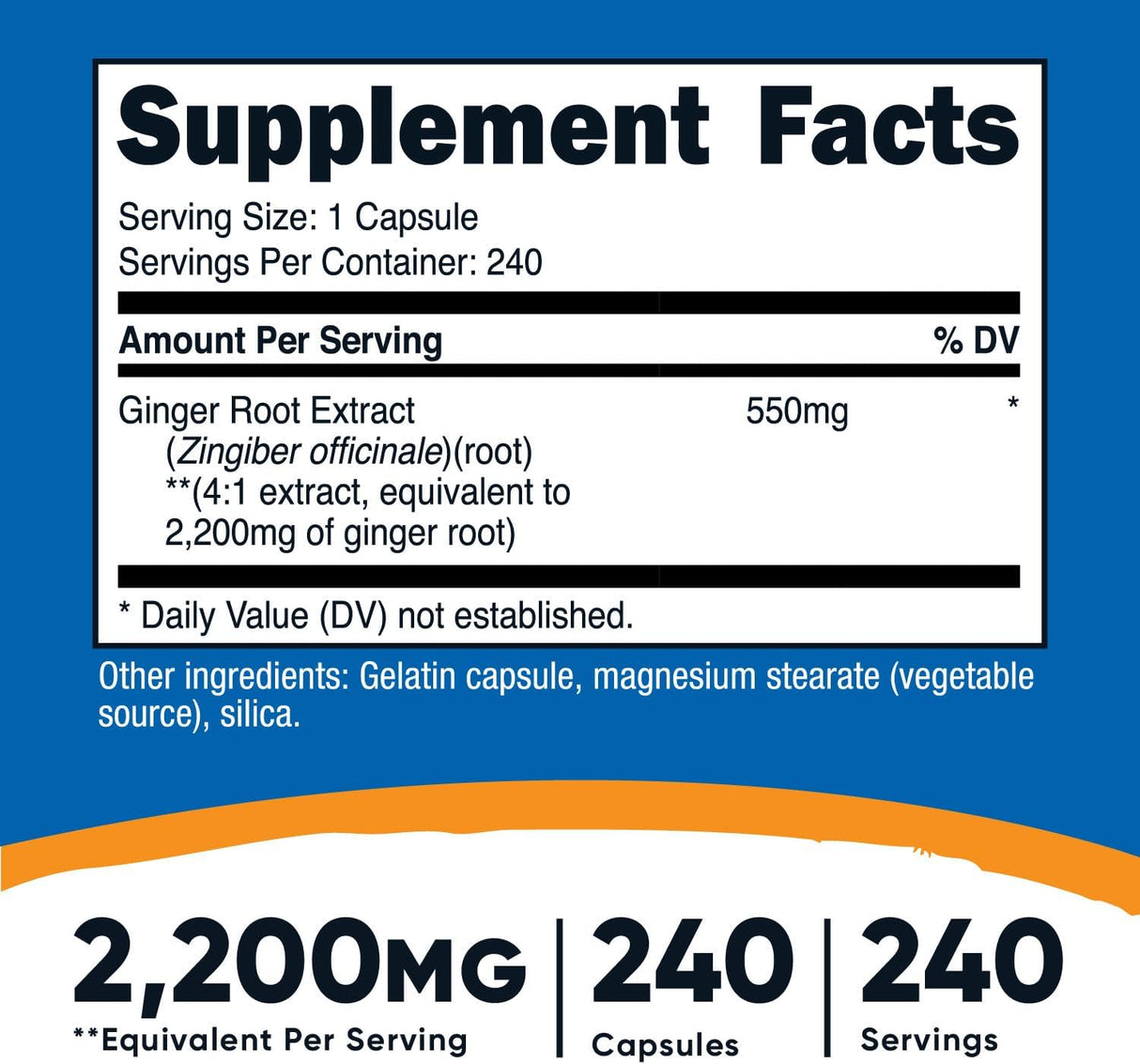 Suplemento Nutricost Extracto de raíz de jengibre 2,200 mg