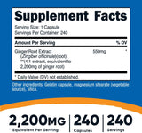 Suplemento Nutricost Extracto de raíz de jengibre 2,200 mg