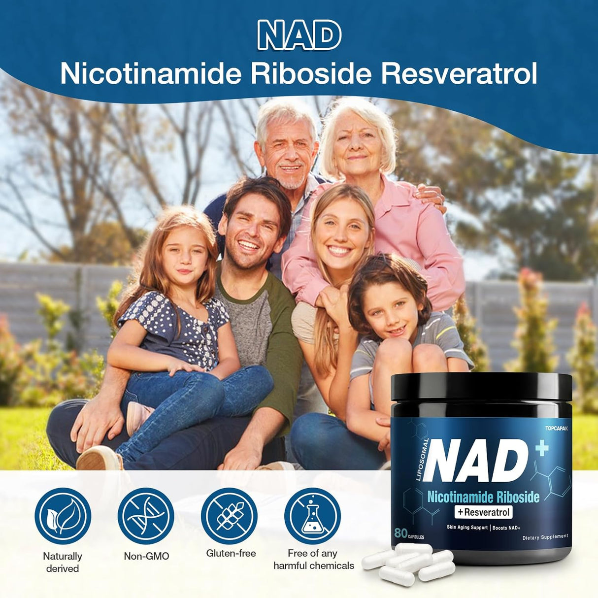 Suplemento NAD+ 1000mg - Nicotinamida Ribosida y Resveratrol