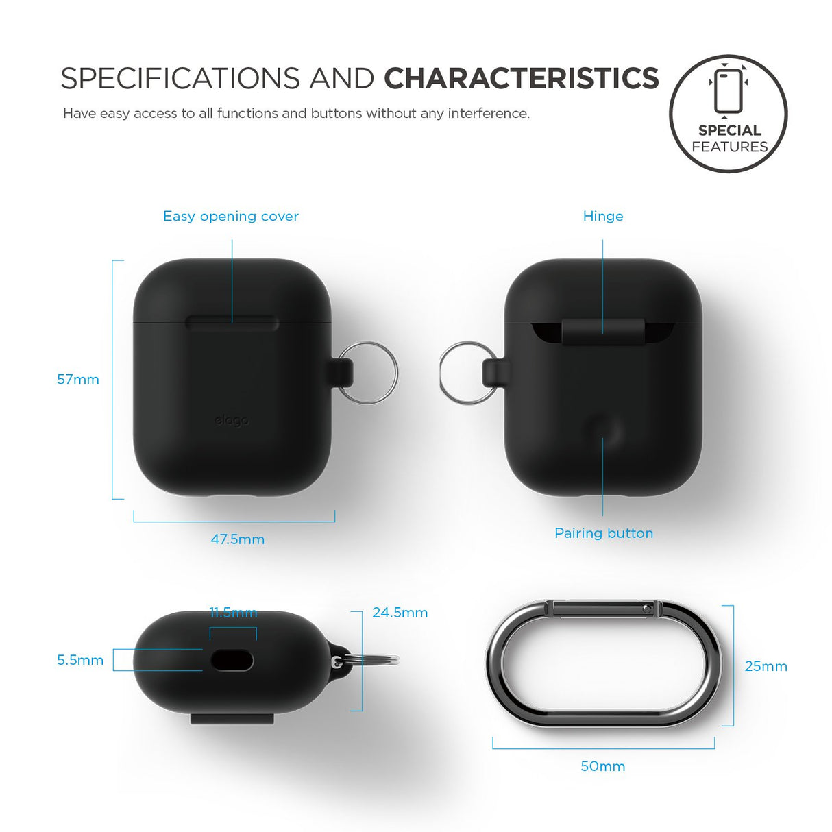 Estuche colgante AirPods [Negro]